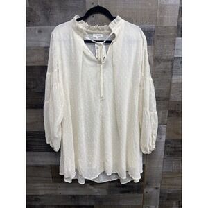 Umgee Womens Dress Large Ivory Cream Lined Lightweight Flowy Long Sleeve New L